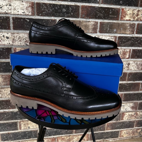 Vince Camuto Black Kaori Wingtip Lace Up Derby Dress Shoe Professional Office - Picture 1 of 8